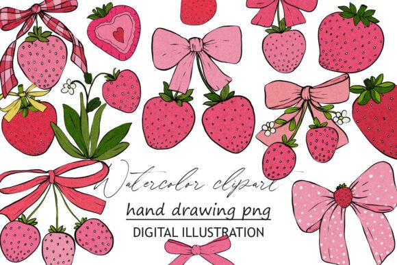 Bringing Sweetness to Your Designs with Hand-Drawn Strawberry Clipart PNGs