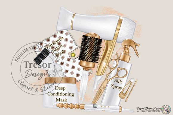 Elevating Brand Identity with Hair Salon Clipart White Gold Logo PNG Assets