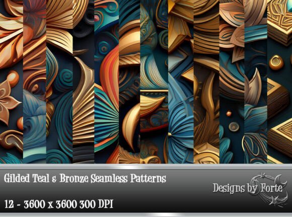 Evaluating the 10 Gilded Teal Bronze Seamless Pattern Collection for Design Projects