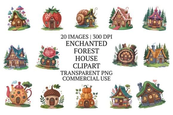 Evaluating the Enchanted Forest House Clipart 20 PNG Bundle for Creative Projects