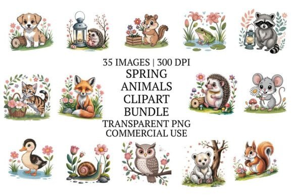 Evaluating the Pastel Spring Animals Clipart 35 PNG Collection for Design Projects