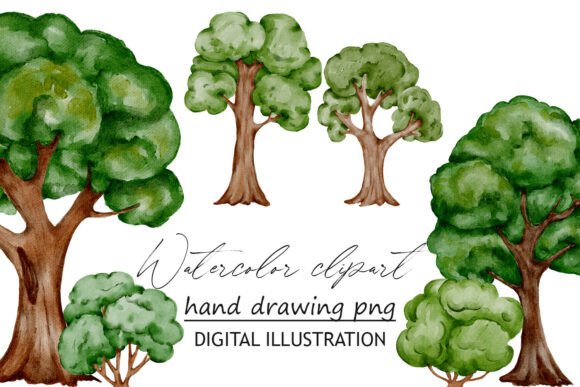 Evaluating the Professional Value of Green Trees Clipart Watercolor PNG Sets