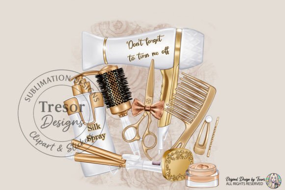 Evaluating White and Gold Hair Salon Clipart PNG for Professional Branding