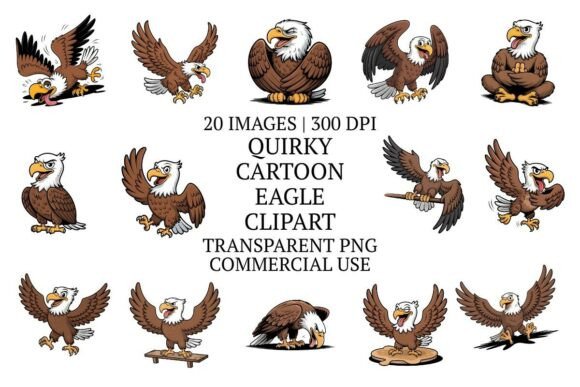 Integrating Quirky Cartoon Eagle Clipart 20 PNG into Professional Creative Workflows