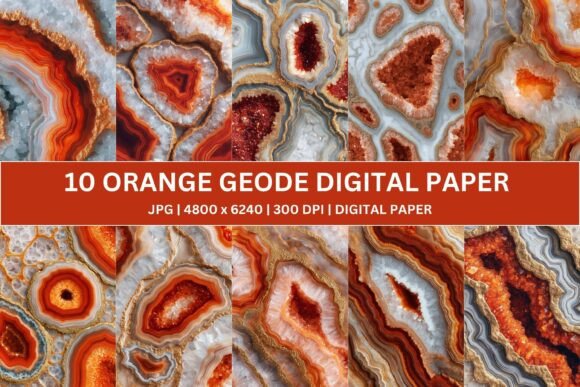 Strategic Design Decisions: Leveraging 10 Orange Gold Geode Digital Paper for Brand Impact