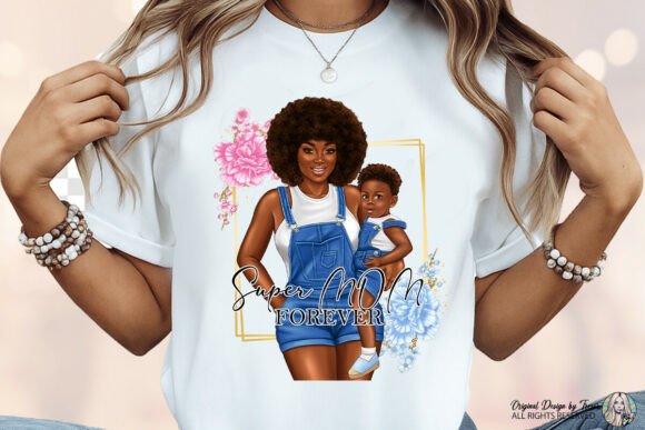 Super Mom Forever Afro Mom Baby Boy PNG