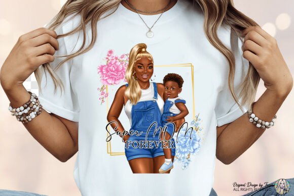 Super Mom Forever: Black Blonde Mom Boy Design
