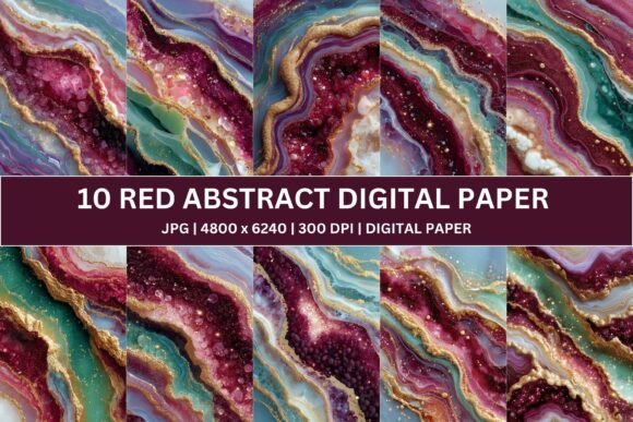 Unlock Opulent Design with 10 Luxury Red Agate Gold Digital Paper