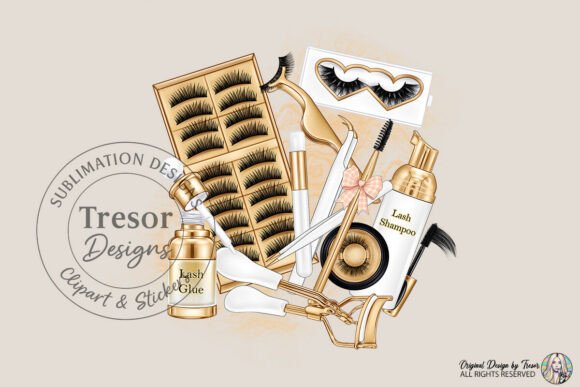 White Lash Tools Gold Clipart Logo PNG Guide